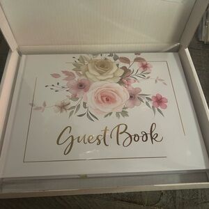 Floral Guest Book with Gold Accents